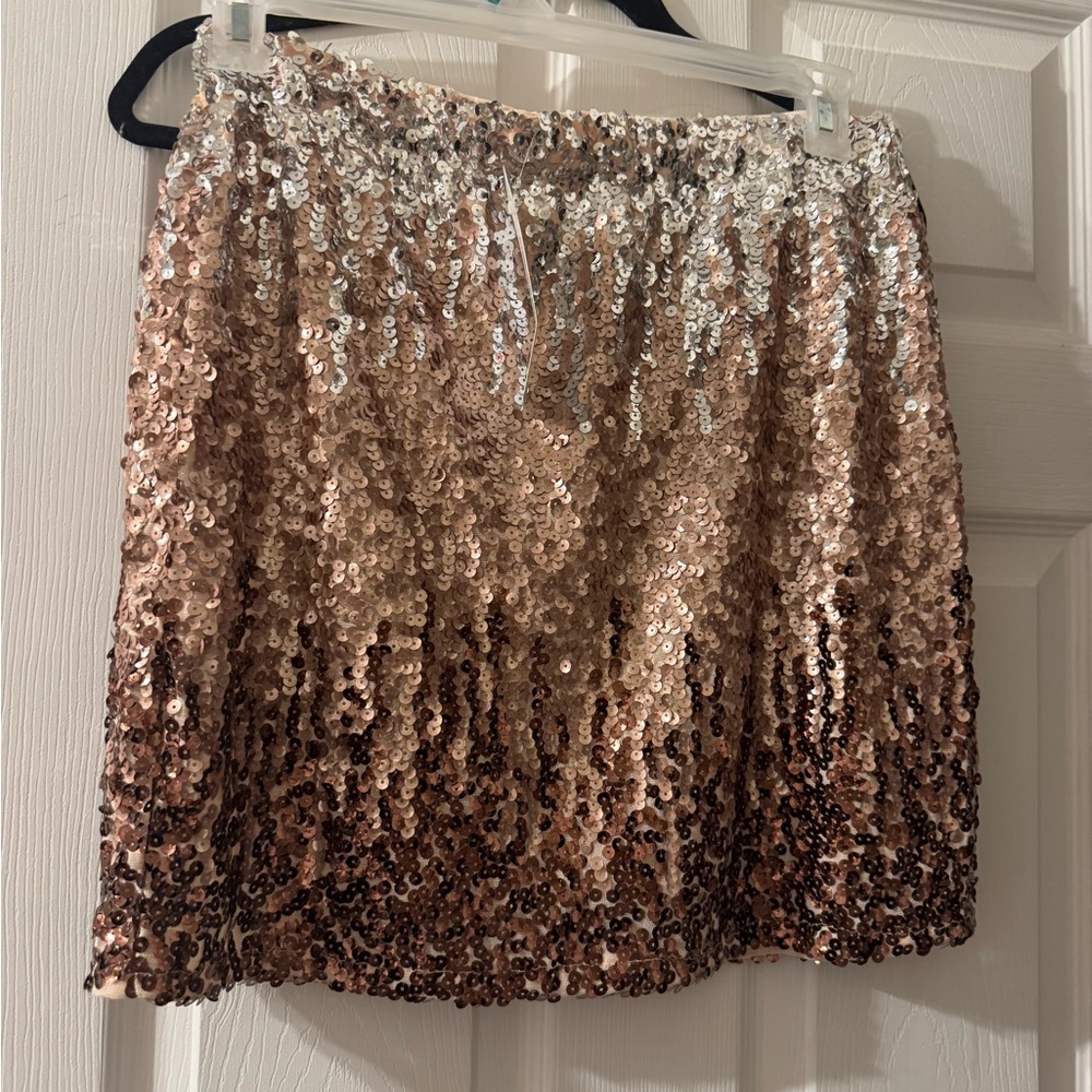 Amazon Sequin Mini Skirt in Silver and Brown